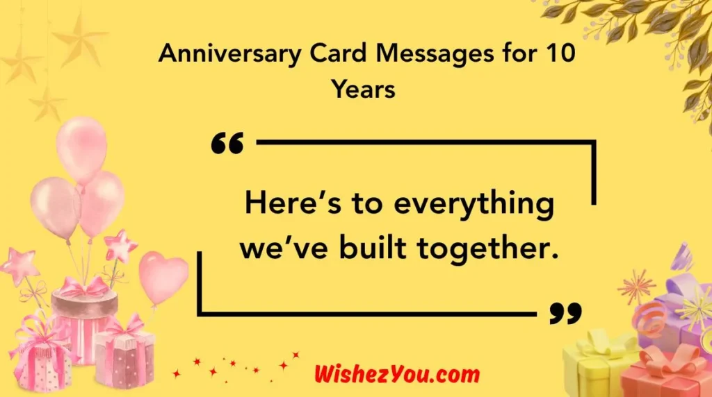 Anniversary Card Messages for 10 Years