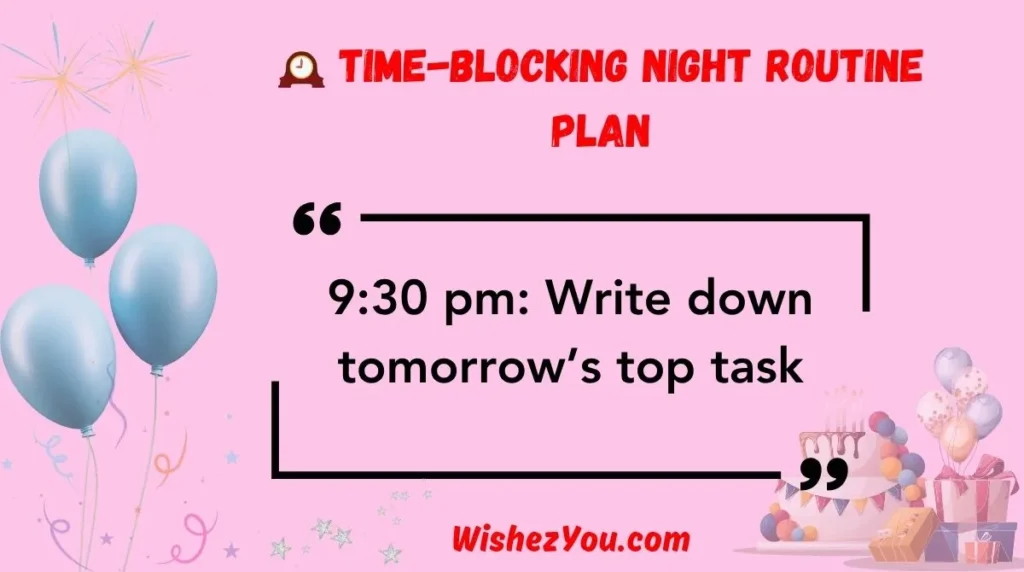 Time-Blocking Night Routine Plan